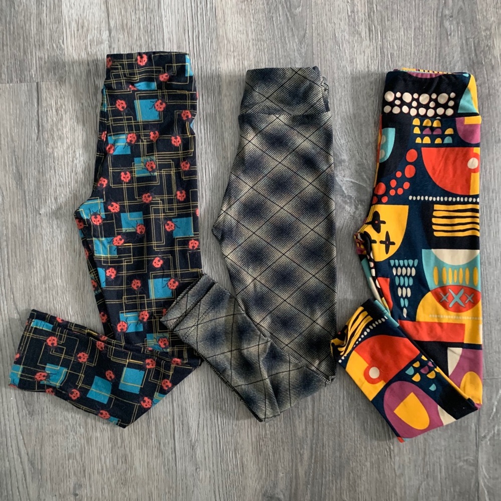 LulaRoe leggings size s/m kids lot of 3